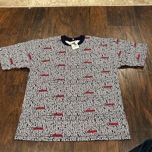 Vintage BONZ of New Zealand Ringer T shirt 1990s All over print size S NWT